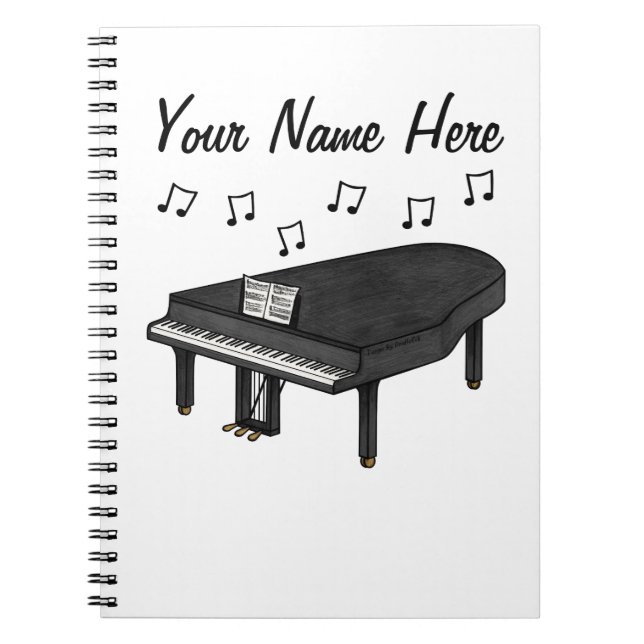 Carnet Grand Piano Pianiste Musique Enseignant Personnali (Devant)