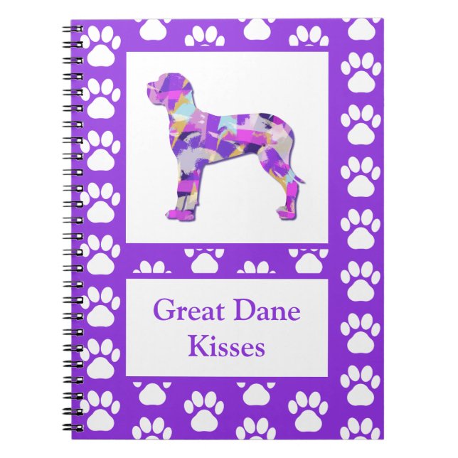 Carnet Grande Dane Chien Silhouette Paw Purple PY&B (Devant)