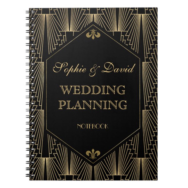 Carnet Grande Gatsby Art Déco Wedding planner des années  (Devant)