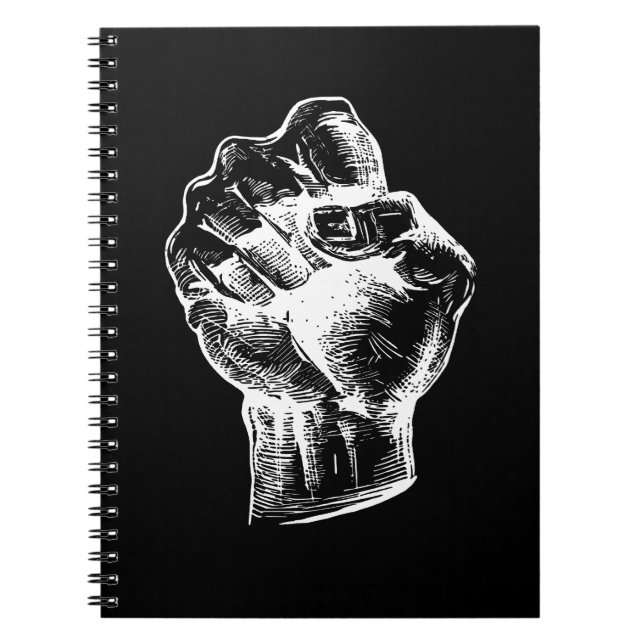 Carnet Grande illustration de poing de style linogravure  (Devant)