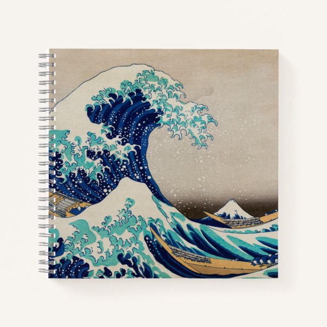Carnet "Grande vague" Art japonais Vintage Hokusai (Devant)