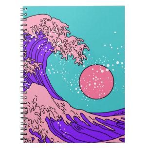 Carnet Grande vague dans le style Vaporwave Pop Art. Affi