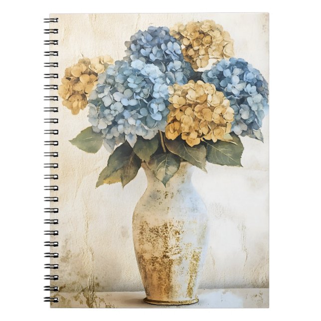 Carnet Grandes fleurs d'hortensia bleues (Devant)