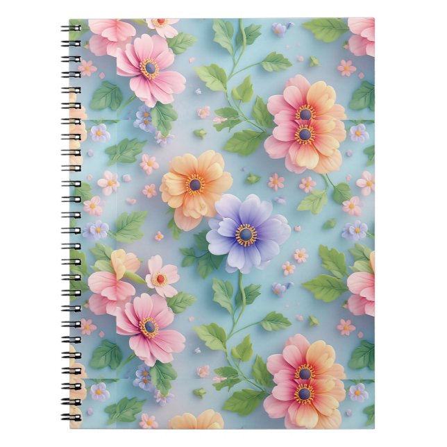Carnet Grandes Fleurs en Papier Colorées (Devant)