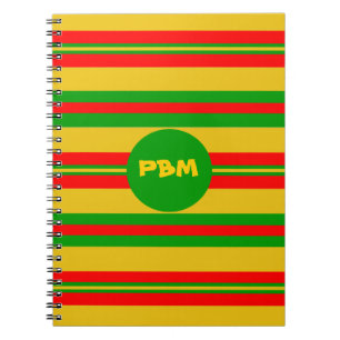 Carnet Grandes rayures du Bénin jaune, rouge et vert