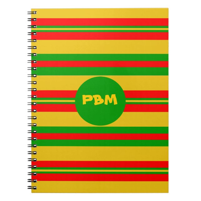 Carnet Grandes rayures du Bénin jaune, rouge et vert (Devant)