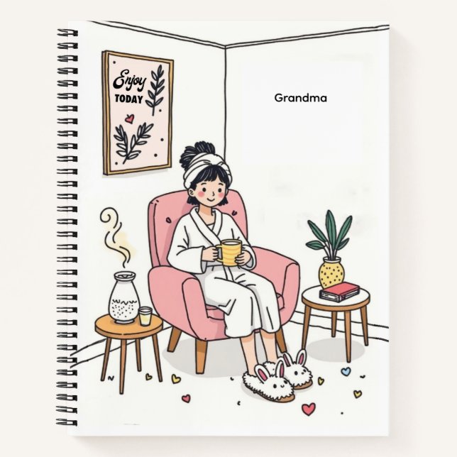 Carnet Grandma Mother's Day Cozy Relaxing Illustration (Devant)