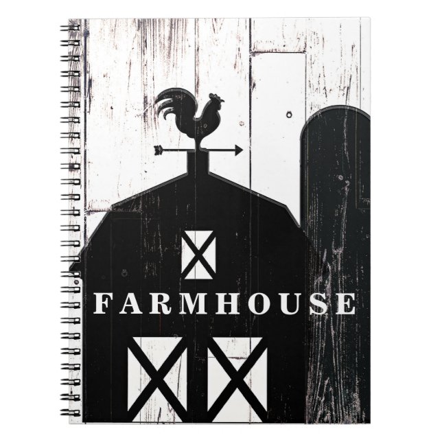 Carnet Grange Campagnarde Rustique Bois Blanc Grange Noir (Devant)