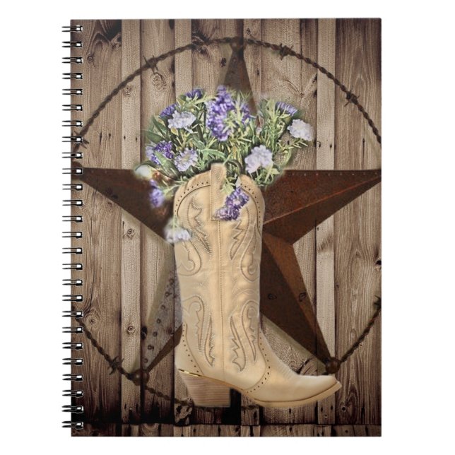 Carnet grange rustique fleur sauvage de bois pays occiden (Devant)