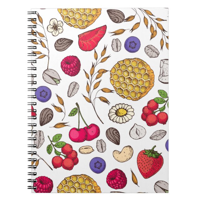 Carnet Granola, motif muesli sans soudure. Main des floco (Devant)