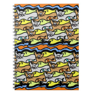Carnet Graphic Cats and Fish Cartoon Spiral Notebook