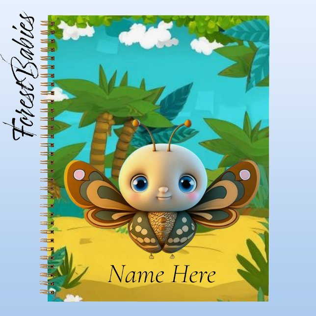 Carnet Graphique de dessin de l'insecte papillon Whimsica (Butterfly, Customizable  ForestBabies Notebook, Inside)