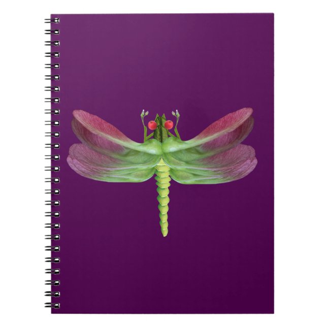 Carnet Graphique de libellule botanique à pétale pourpre (Devant)