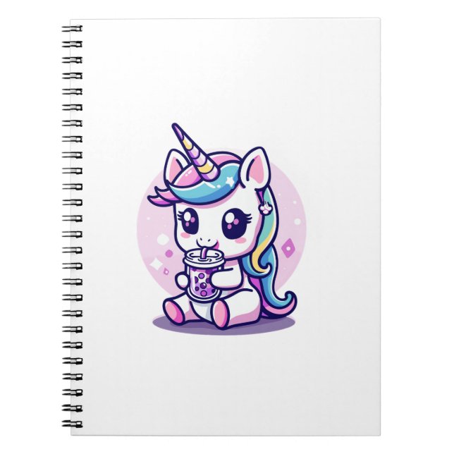 Carnet Graphique Mignon de Licorne Mignonne mangeant de l (Devant)