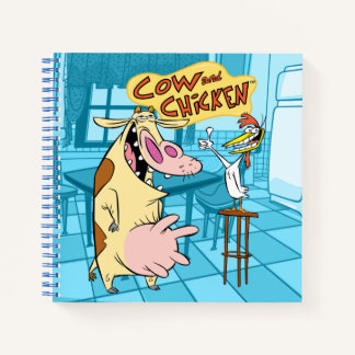 Carnet Graphique souriant de vache et de poulet