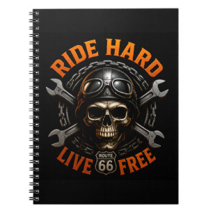 Carnet ☠️ Graphisme de crâne de la route 66 pour motards