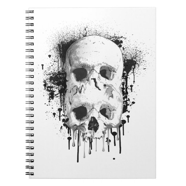 Carnet Graphisme de projection d'encre noire de crâne (Devant)