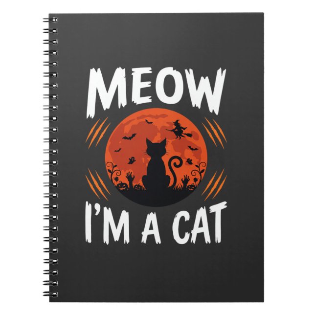 Carnet Graphisme de silhouette de chat de lune drôle d'Ha (Devant)