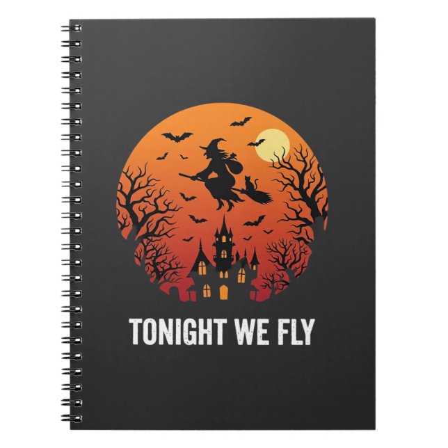 Carnet Graphisme de sorcière d'Halloween volant la nuit_1 (Devant)