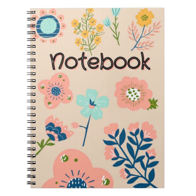 Carnet Graphisme Rose bleu floral Fleurs Design (Devant)