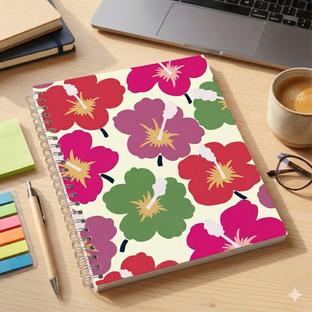 Carnet Gras Fleurs Scribbles Multicolores (Créateur téléchargé)