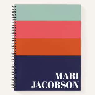 Carnet Gras Marine Bleu et Rouge Rayures Chic Personnalis