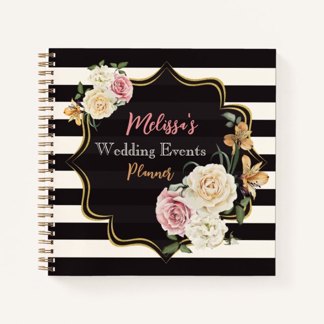 Carnet Gras noir, Grandes ivoire, Wedding planner floral (Devant)
