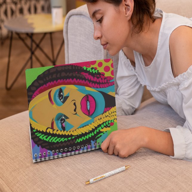 Carnet Gras Pop Art-Africain Américaine Femme Avec Locs (Créateur téléchargé)