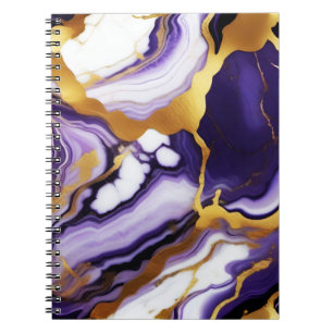 Carnet Gras Trendy violet jaune or faux marbre