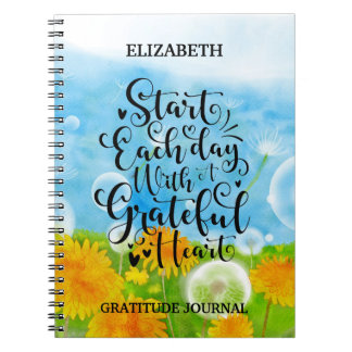 Carnet Grateful Heart Gratitude Script Citation Dandelion