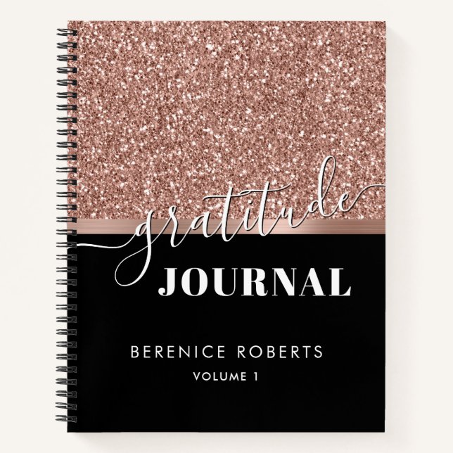Carnet Gratitude Journaliste Rose Parties scintillant Or  (Devant)