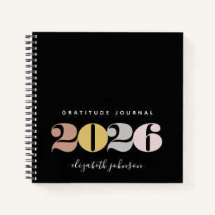Carnet Gratitude moderne Nouvel An Monogramme