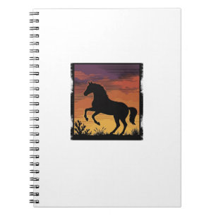 Carnet Gravure occidentale de la silhouette de cheval de 