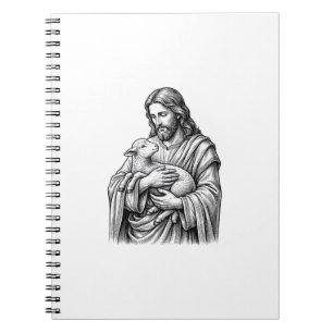 Carnet Gravure Vintage Berger Tenant un Agneau Vecteur De