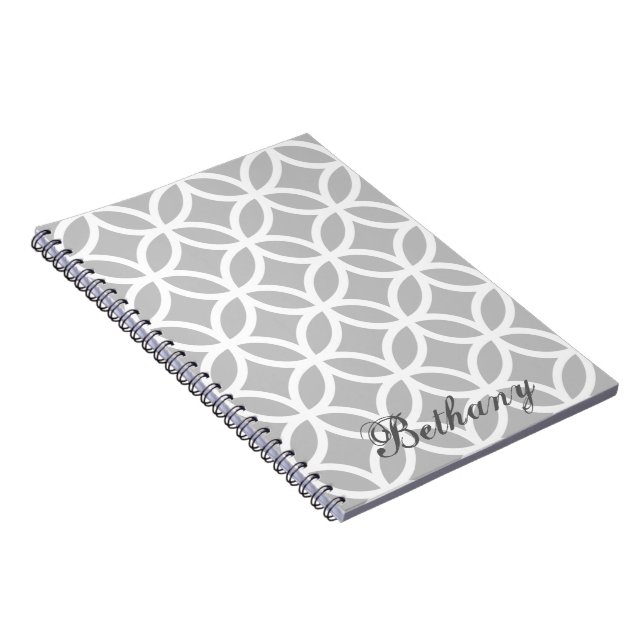 Carnet Gray Diamond Pattern Personalized Notebook (Côté Droit)