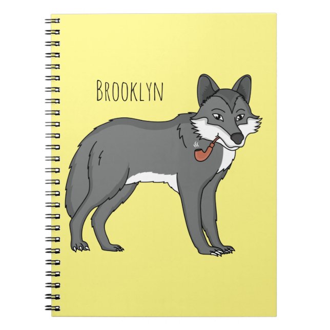 Carnet Gray wolf with pipe cartoon (Devant)