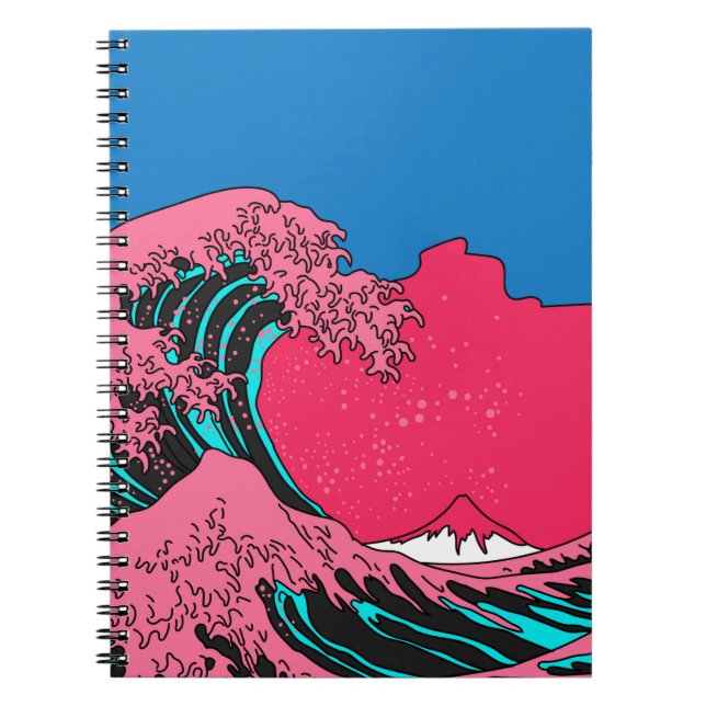 Carnet Great Wave in Vaporwave Pop Art style. View on the (Devant)