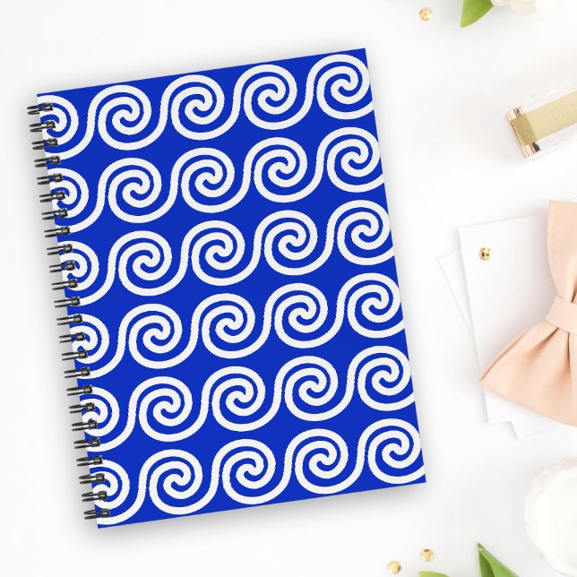 Carnet Grec Meander Key Waves Motif Bleu (Créateur téléchargé)