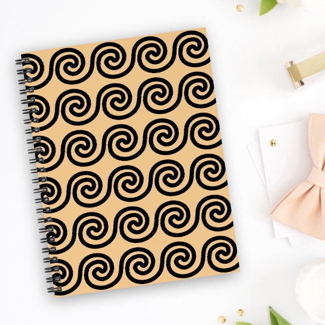 Carnet Grec Meander Key Waves Motif Brown (Créateur téléchargé)