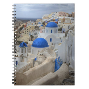 Carnet Grèce, Santorin. Clocher et dômes bleus de 3