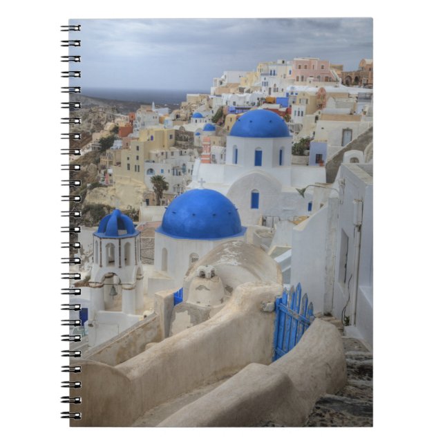 Carnet Grèce, Santorin. Clocher et dômes bleus de 3 (Devant)