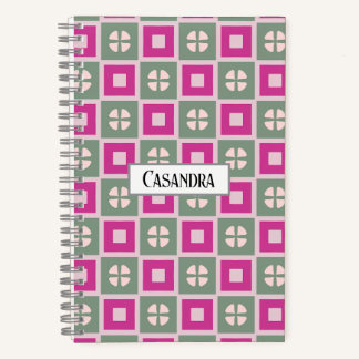 Carnet Green and Magenta Boxed Floral Spiral Notebook