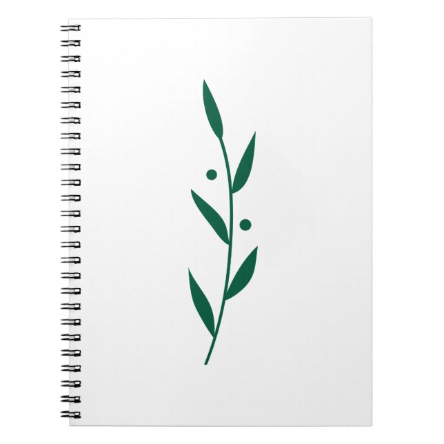 Carnet Green and White Leaf Branch Clean Botanical  (Devant)