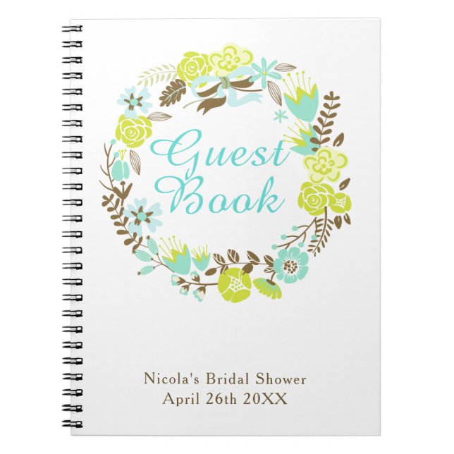 Carnet Green & Brown Floral Wreath Bridal Shower  (Devant)