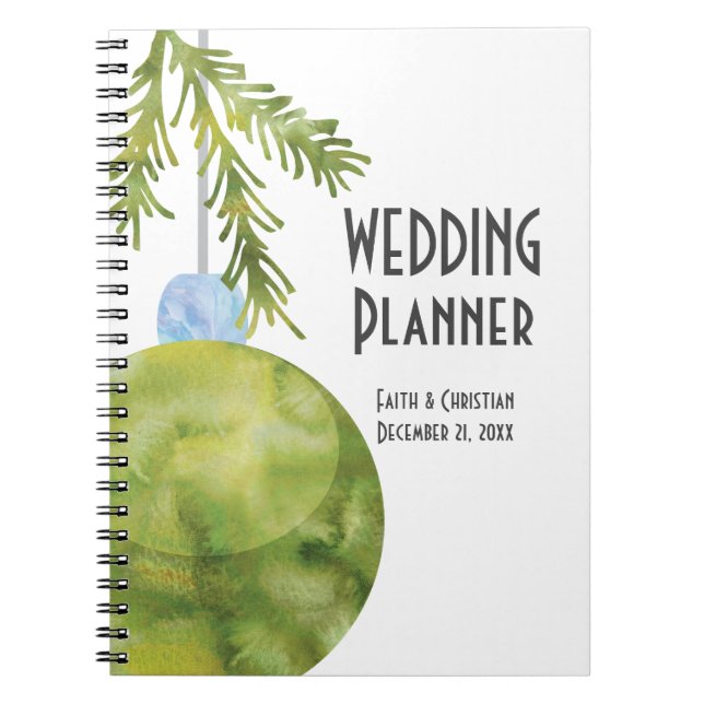Carnet Green Christmas Ornament, Wedding Planner (Devant)