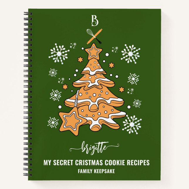 Carnet Green Christmas Tree Cookie Baking Crew Snowflakes (Devant)