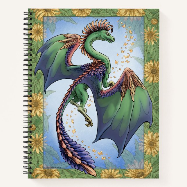 Carnet Green "Dragon of Summer" Fleurs Imaginaire Art (Devant)