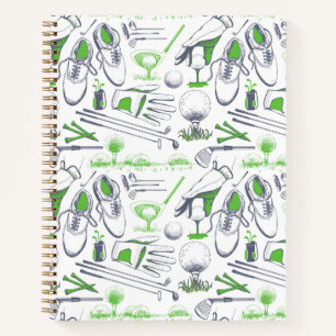Carnet Green Golf Icons Motif
