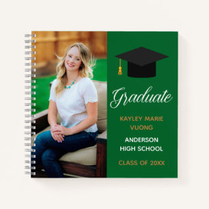 Carnet Green Graduate Photo Autograph Graduation Invité