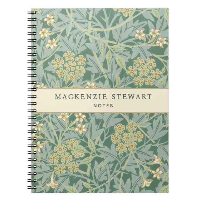 Carnet Green Jasmine Botanical Pattern (Devant)